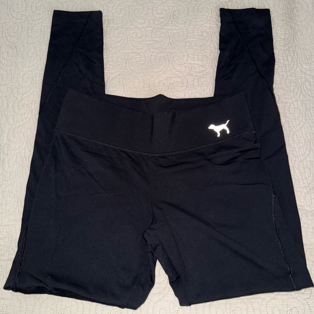 PINK‎ Victoria's Secret Black Leggings with White Logo